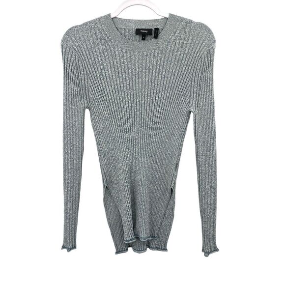 Theory Mouline Ribbed Tunic Sweater Women Medium Eggshell Blue Pullover - Picture 7 of 13